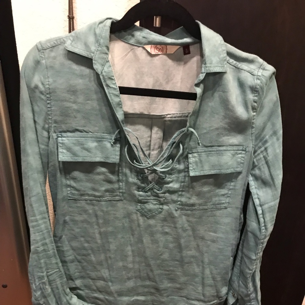 Drawstring neck top